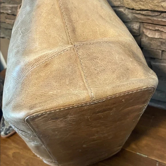 Frye Melissa Shopper Tote Distressed leather Bag -Beige- $358 - Picture 10 of 16